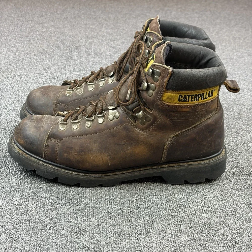 CATERPILLAR Work Boots Men's Sz US 13 M Safety Oil Water Resistant Brown Leather
